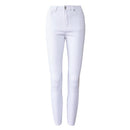 Trendy Pure White Elastic Slim Fit Pencil Cropped Jeans