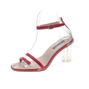 TIY Footwear Stitching Color Square-toe Ankle Strap Chunky Heel Sandals Shoes TIY