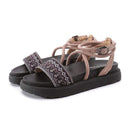 TIY Footwear Vintage Style Upper Geometric Print Design Crossed Strap Sandals Shoes TIY
