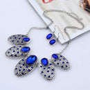 TIY Jewelry Vintage Style Women Carving Oval Shape Alloy Pendant Gemstone Set TIY