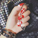 TIY Makeup Punk Style Women Red Color Peace Cross Symbol Design Nail Tips TIY