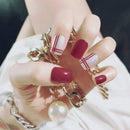 TIY Makeup Simple Plaid Pattern Women Red Color Art Nails TIY