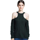 TIY Men Apparel Sexy Women Hollow Cool Shoulder Design Solid Color Outfit Sweater TIY