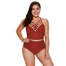 TIY Men Apparel Solid Color Fashion Criss-cross Straps Design Women Plus Size Swimsuits TIY