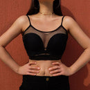 Women Sexy Sleeveless See-through Mesh Cropped Camisole