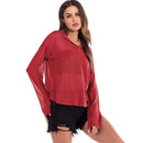 Women Solid Color Bottoming Thin Pattern Fashion Knitted Top