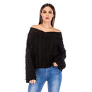 Women Solid Color V Neck Long-sleeve Unique Tassel Sweater