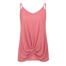 Women Solid Color V Neck Sleeveless Knotted Spaghetti Strap Camis