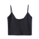 Women Summer V Neck Solid Color Knitted Wrap Camisole