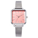 Women Unique Square Shaped Dial Plate Steel Band Watch