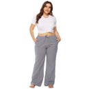 TIY Women Apparel Plus Size Solid Color Women Casual Medium-waisted Pants TIY