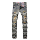 TIY Women Apparel Retro Style Men Cotton Slim Fit Ripped Jeans TIY