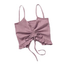 TIY Women Apparel Sexy Fashion Drawstring Fold New Model Girl Dress Designer Pure Color Short Women Crop Tops TIY