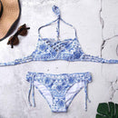 TIY Women Apparel Sexy Lace-up Hollow Design Women Fresh Color Two-piece Swimsuit TIY