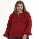 TIY Women Apparel Solid Color Chiffon Flouncing Design Women Plus Size Blouse TIY