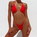 TIY Women Apparel Solid Color Sexy Triangle Pattern Women Summer Vacation Two-piece Swimwear TIY