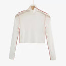 TIY Women Apparel Solid Color Turtleneck Long-sleeve Cropped Basic Tee TIY
