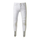 TIY Women Apparel Stylish Trend Men Solid Color Zipper Design Slim Fit Jeans TIY