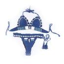 Summer Holiday Woman Vintage Bohemia Handmade Knitting Bikini Set Swimwear Split