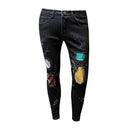 Unique Men Multicolor Applique Slim Fit Jeans