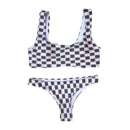 TIY Women Apparel Vintage Check Design Fashion Lady Two Pieces Swimsuit TIY
