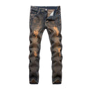 TIY Women Apparel Vintage Style Men Cotton Ripped Tight Jeans TIY