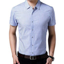 Young Man Casual Style Striped Breathable Lapel Short Sleeve Polyester Shirt