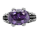 Vintage Rings TK017 Stainless Steel Ring with AAA Grade CZ in Amethyst