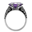 Vintage Rings TK017 Stainless Steel Ring with AAA Grade CZ in Amethyst
