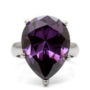 Vintage Rings TK045 Stainless Steel Ring with AAA Grade CZ in Amethyst