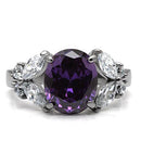 Vintage Rings TK086 Stainless Steel Ring with AAA Grade CZ in Amethyst