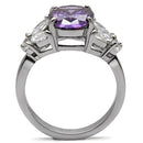 Vintage Rings TK086 Stainless Steel Ring with AAA Grade CZ in Amethyst