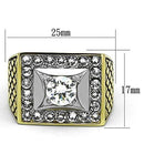 Gold Plated Rings TK1061 Two-Tone Gold - Stainless Steel Ring with CZ