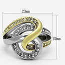 Gold Plated Rings TK1094 Two-Tone Gold - Stainless Steel Ring with Crystal