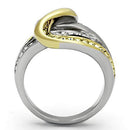 Gold Plated Rings TK1094 Two-Tone Gold - Stainless Steel Ring with Crystal