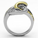 Gold Plated Rings TK1094 Two-Tone Gold - Stainless Steel Ring with Crystal