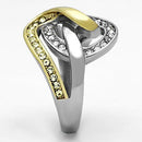 Gold Plated Rings TK1094 Two-Tone Gold - Stainless Steel Ring with Crystal