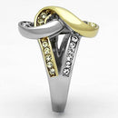 Gold Plated Rings TK1094 Two-Tone Gold - Stainless Steel Ring with Crystal