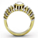 Gold Plated Rings TK1095 Two-Tone Gold - Stainless Steel Ring with Crystal