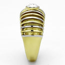 Gold Plated Rings TK1095 Two-Tone Gold - Stainless Steel Ring with Crystal
