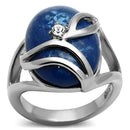 Cheap Rings TK1144 Stainless Steel Ring with Synthetic in Capri Blue