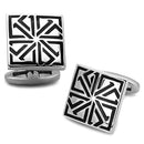 Cufflinks For Men TK1253 Stainless Steel Cufflink with Epoxy in Jet