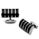 Cufflinks For Men TK1263 Stainless Steel Cufflink with Epoxy in Jet