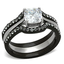 Cheap Rings TK1343 Two-Tone Black Stainless Steel Ring with AAA Grade CZ