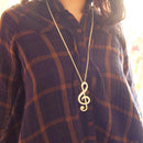 Tomtosh 2016 New Hot Women Chic rhinestone rhythm music note suspension sweater long chain necklace gold and silver color