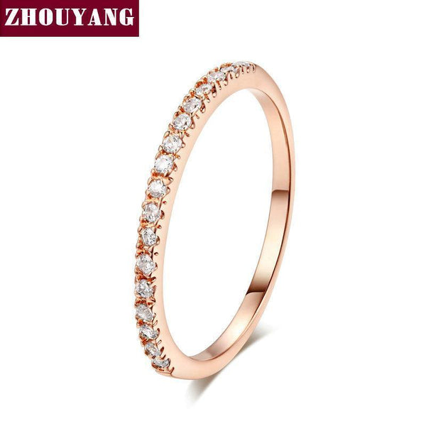 Top Quality Gold Concise Classical CZ Wedding Ring Rose Gold Color Austrian Crystals Wholesale ZYR132 ZYR133-10-RoseGold-JadeMoghul Inc.