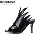 Top quality high heels summer shoes woman pumps sexy peep toe black white slip on mules women shoes