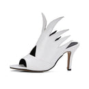 Top quality high heels summer shoes woman pumps sexy peep toe black white slip on mules women shoes