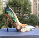 Top Quality Sakura Snake Printing Women High Heels - NEW Fashion Party Wedding Shoes