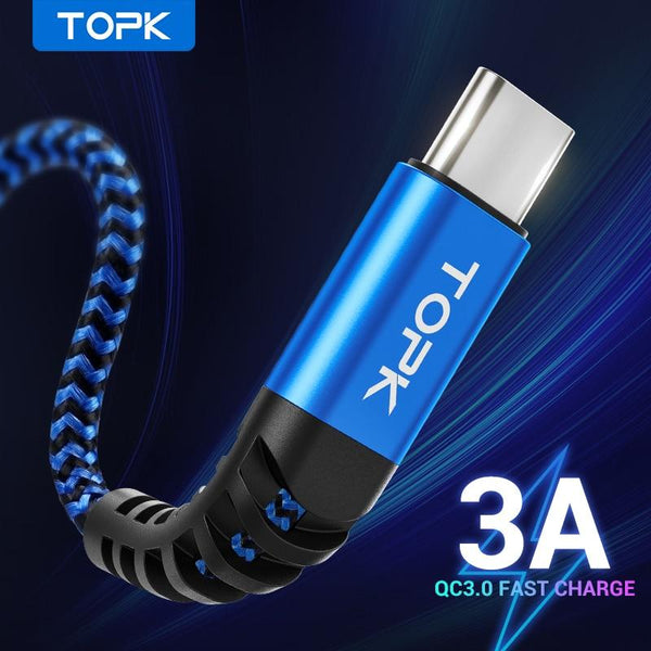 TOPK Micro USB Cable & Type C Cable 3A Fast Charging for Samsung Xiaomi Mobile Phone Data Cable Type-C for Xiaomi Redmi Note 8 JadeMoghul Inc. 